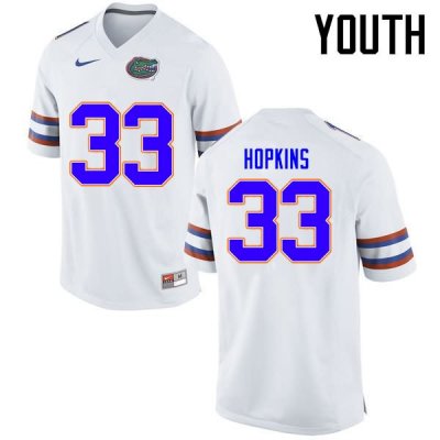 Youth Florida Gators #33 Tyriek Hopkins NCAA Nike White Authentic Stitched College Football Jersey SRZ2362JX